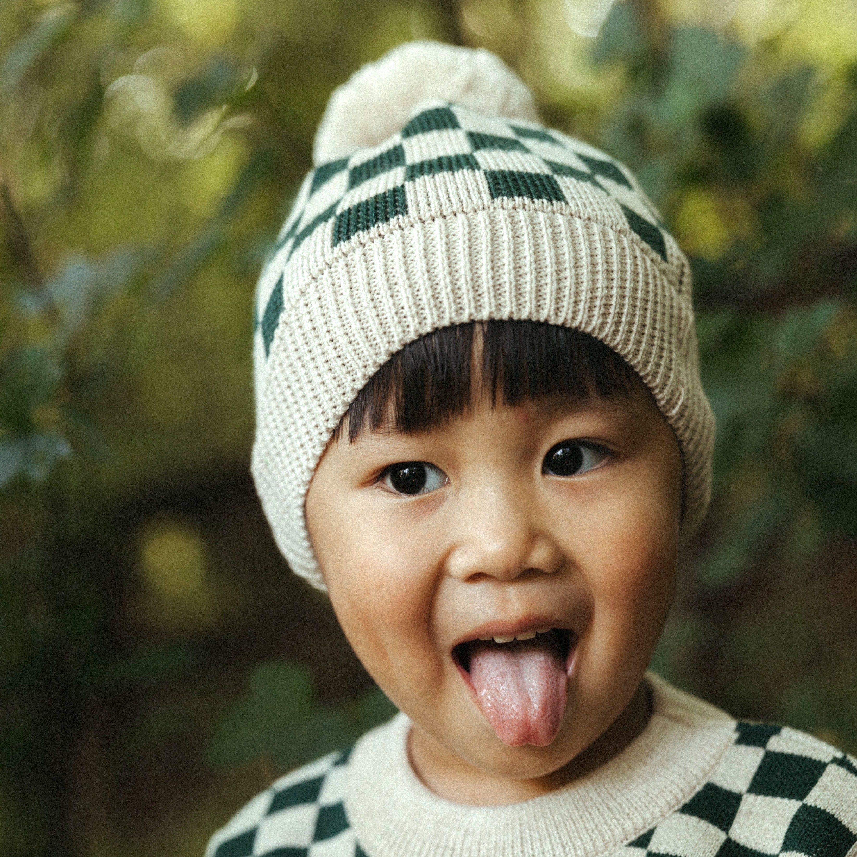 Kid Story: Merino Green Chessboard hat