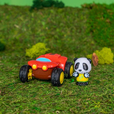 Zabawka Klorofil Timber Tots Quad z pandą, wytrzymały kład, świetny do zabawy w domu i na dworze, wysuwany bagażnik.