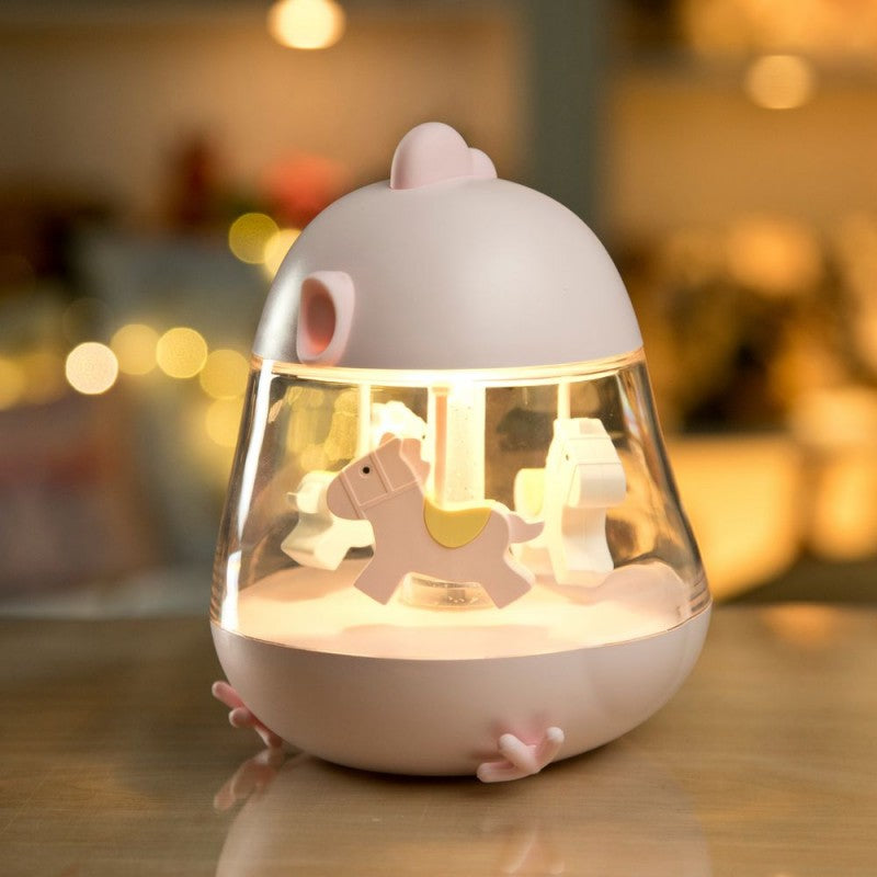 Rabbit & Friends: Touch lamp with a music box chicken