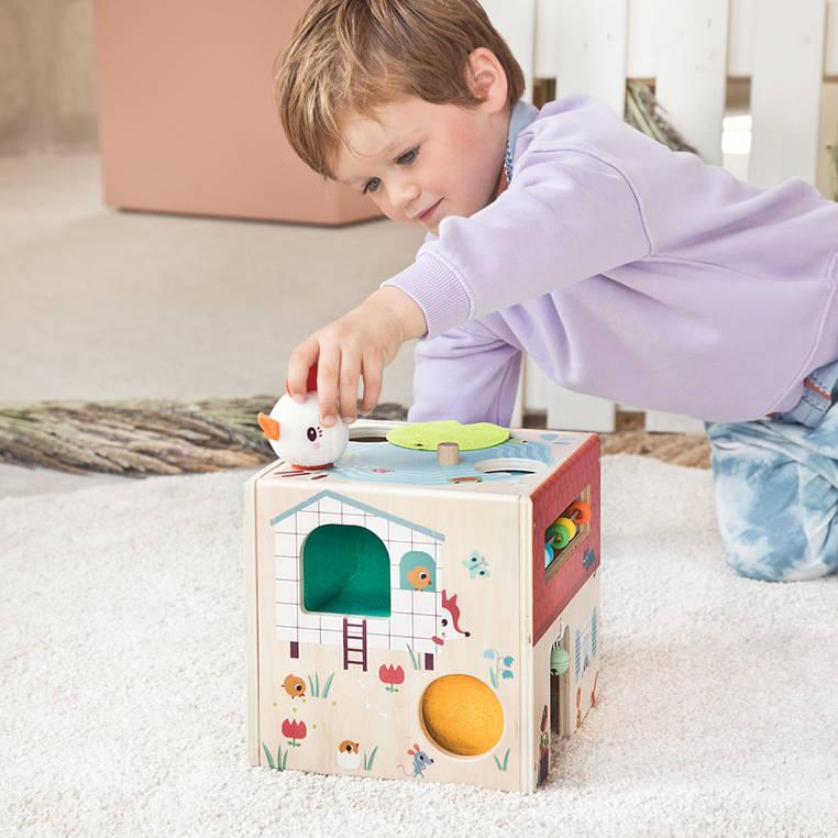 Lilliputiens: wielofunkcyjna kostka drewniana Farma - Noski Noski