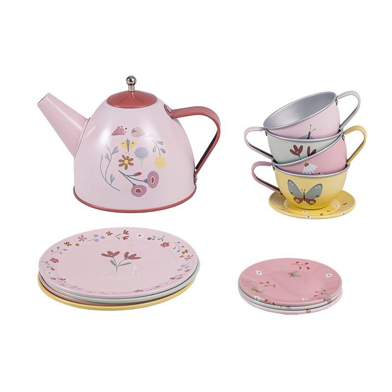 Little Dutch: metalowy serwis do herbatki Tea Set Flowers & Butterflies - Noski Noski