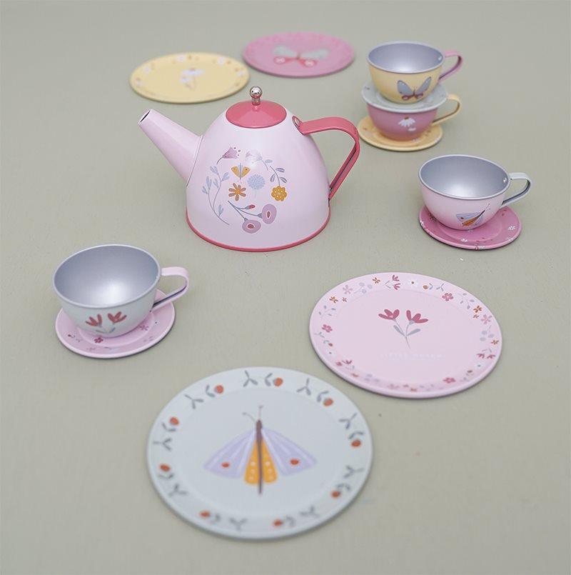 Little Dutch: metalowy serwis do herbatki Tea Set Flowers & Butterflies - Noski Noski