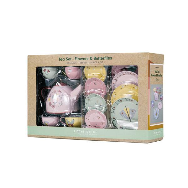 Little Dutch: metalowy serwis do herbatki Tea Set Flowers & Butterflies - Noski Noski
