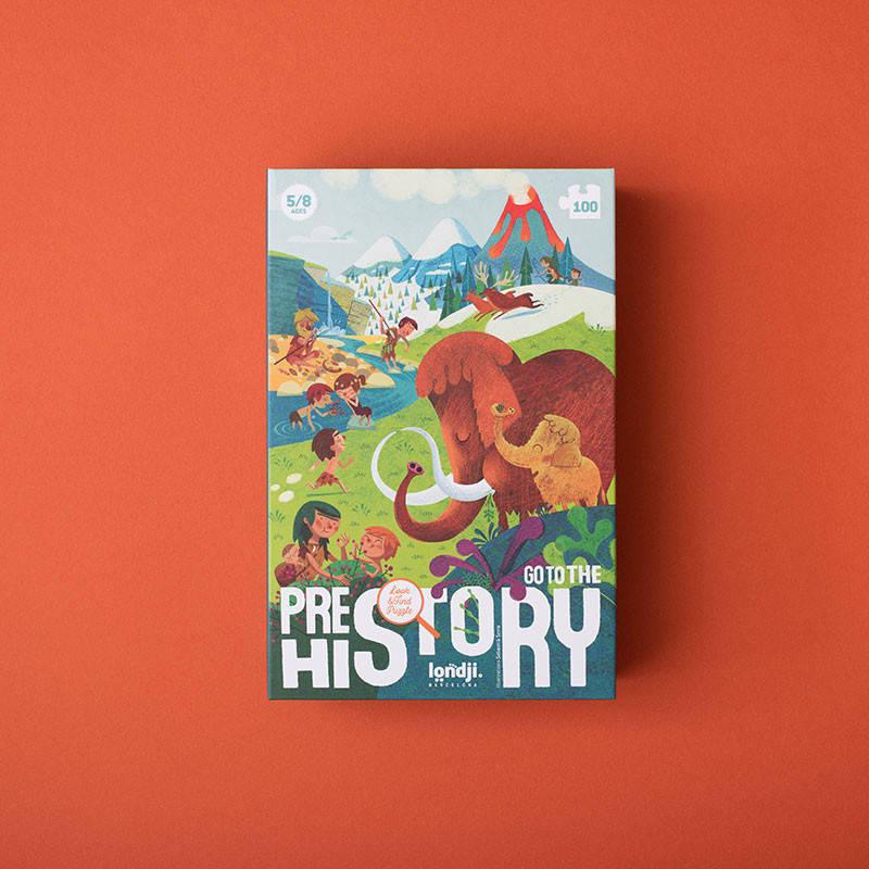 Puzzle dla dzieci Londji Ruszaj do Prehistorii - panoramiczna układanka z dinozaurami i mamutami, edukacyjna i rozwijająca.