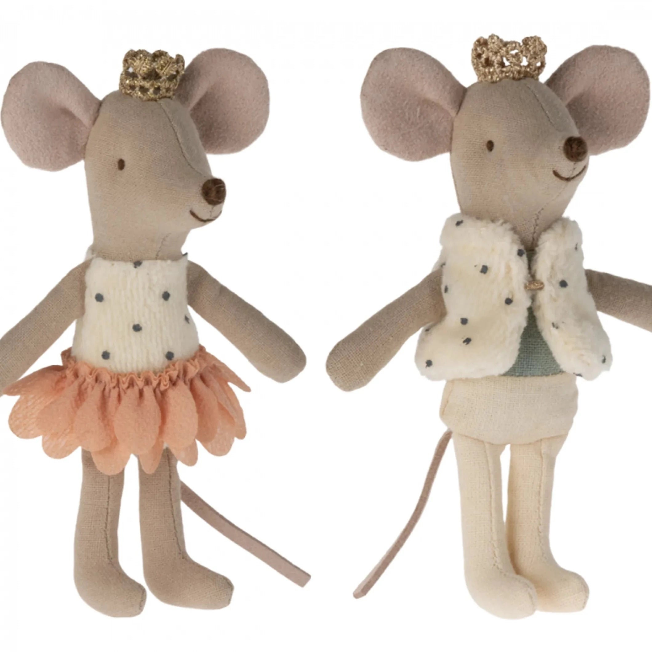MAILEG: Миші -близнюки в Королівських близнюках Micice у коробці Matchbox 11 см