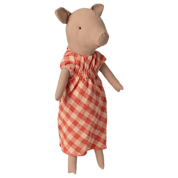 Maileg: maskotka świnka w sukience Pig Dress 34 cm - Noski Noski