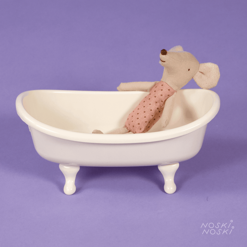 Wanienka dla lalek Maileg Bathtub Mouse metalowa, retro styl, idealna do domku dla lalek, zachwyci każdego malucha.