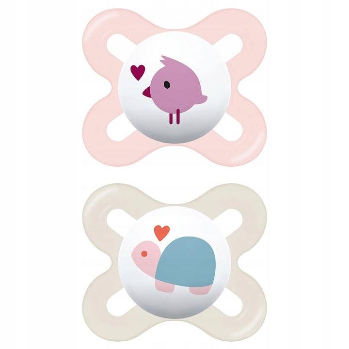 Smoczek Mam Baby Start, 0-2 M, 2 szt, miękki, elastyczny, zapobiega wadom zgryzu, dba o delikatną skórę noworodka.