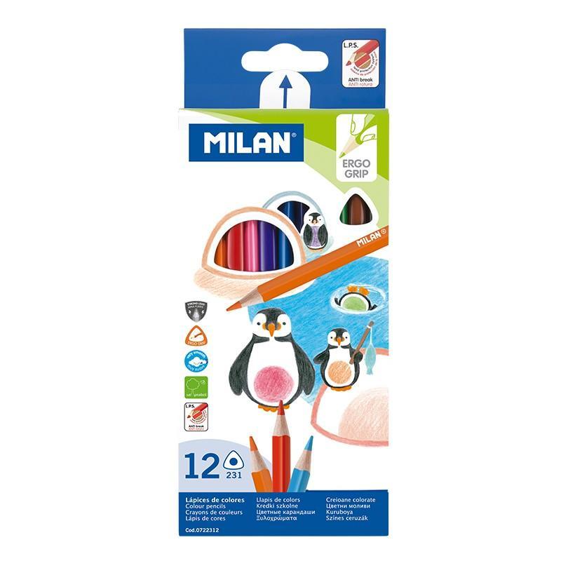 Milan: trójkątne kredki ołówkowe 12 kolorów - Noski Noski