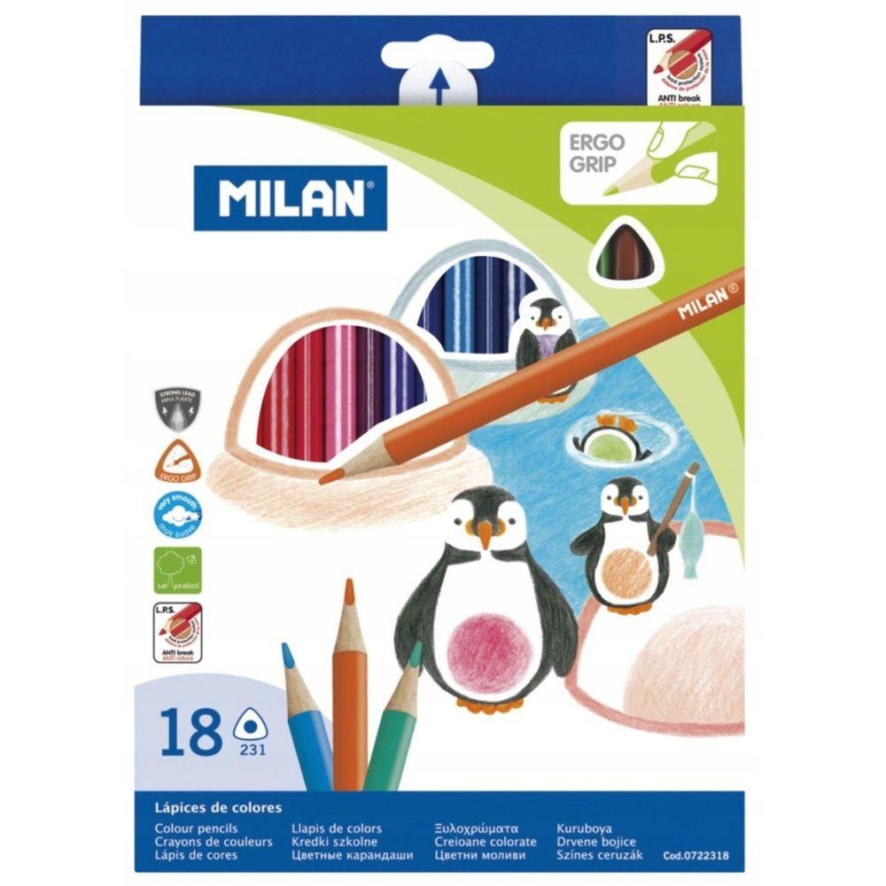 Milan: trójkątne kredki ołówkowe 18 kolorów - Noski Noski