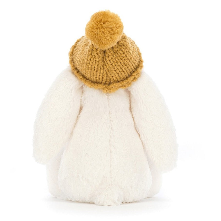 Pluszowy Króliczek Jellycat Bashful Toasty Bunny Beżowy w Musztardowej Czapeczce 18 cm
