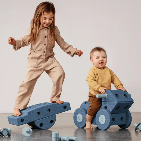 Klocki konstrukcyjne dla dzieci Modu Curiosity, duże piankowe elementy, kreatywna zabawka wspierająca rozwój malucha.