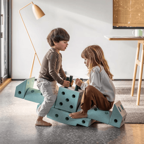 Klocki konstrukcyjne Modu Dreamer dla dzieci, 34 piankowe elementy, rozwijają wyobraźnię i motorykę, ponad 25 konstrukcji.