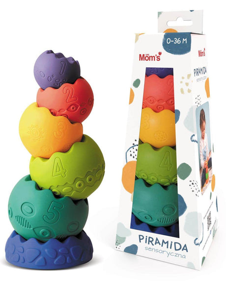 Piramida sensoryczna Mom's Care pastelowa, kolorowa zabawka dla dzieci, stymuluje rozwój zmysłów i umiejętności.