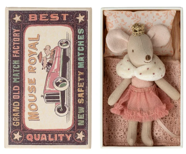 Maileg: Принцеса -миша в принцесі миші в коробці маленька сестра 11 см