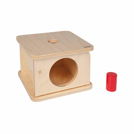 Pudełko edukacyjne Nienhuis Montessori z małym cylindrem, drewniana skrytka, rozwija koordynację ręka-oko, od 12 miesiąca.