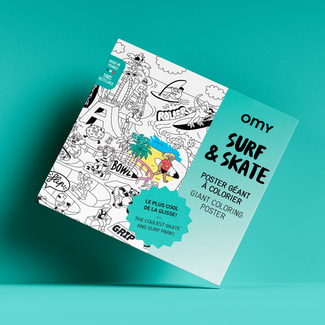 Kolorowanka wielkoformatowa Omy Surf Skate, kreatywna zabawa rodzinna, idealna do dziecięcego pokoju, atrakcyjna cena.