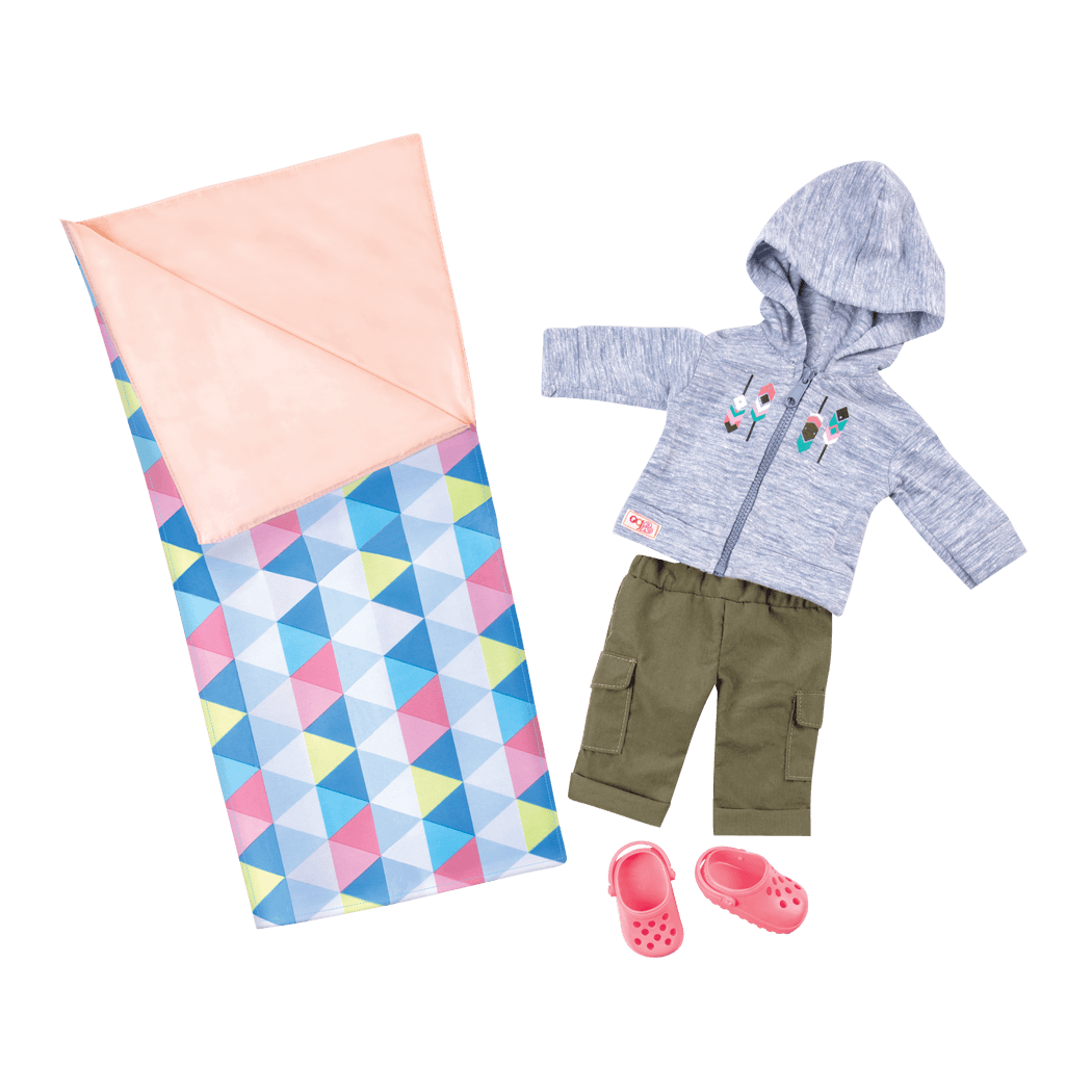 Our Generation: śpiwór i ubranko na biwak dla lalki Cozy Camper - Noski Noski