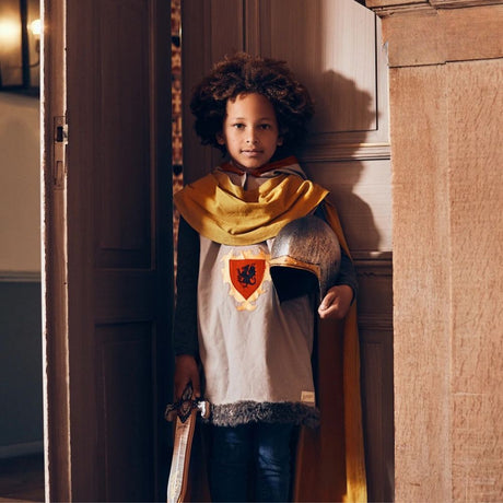 Miękka zbroja rycerska Souza Marcus z peleryną, idealny strój rycerski dla dzieci do zabawy w średniowiecznych bohaterów.