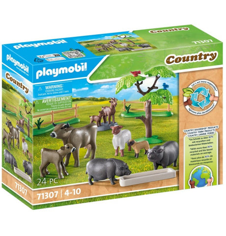 Playmobil Country Farma Zwierzęta Gospodarskie, 24-elementowy zestaw edukacyjny dla dzieci, odkrywaj życie na wsi.