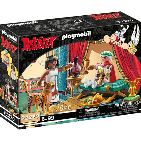 Playmobil Asterix Cezar i Kleopatra - 28-elementowy zestaw z figurkami Cezara, Kleopatry i lamparta dla kreatywnej zabawy.