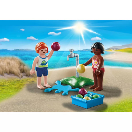 Figurki Playmobil Dzieci z Balonami na Wodę: świetna zabawa z balonami wodnymi, pełna śmiechu i radości w ogrodzie!