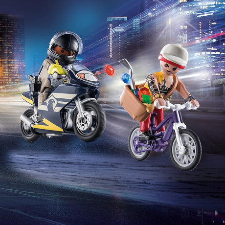 Motocykl policyjny Playmobil City Action - pościg za złodziejem biżuterii, idealny motocykl dla dziecka pełen emocji!