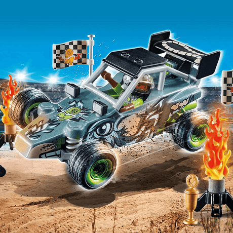 Samochód terenowy Playmobil Stuntshow, kaskaderska wyścigówka do manewrów między płomieniami i torów wyzwań.