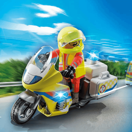 Motocykl ratunkowy Playmobil City Life z migającym światłem - idealna zabawka motocykl dla dzieci