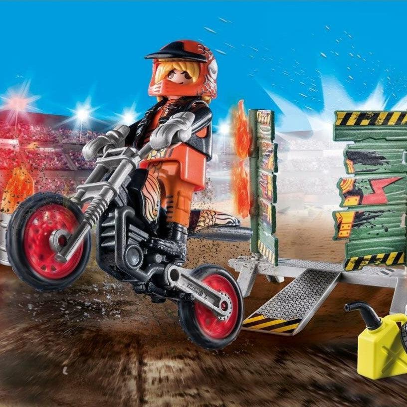 Hot Wheels Monster Trucks Meganaczepa z rampą i pętlą, zestaw kaskaderski, pokaz motocyklowy, ściana ognia.