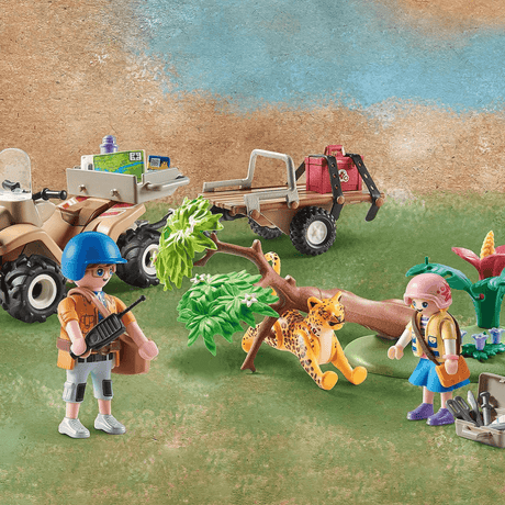 Quad ratunkowy dla dzieci Playmobil Wiltopia z przyczepą i wciągarką, idealny do misji ratowania zwierząt.