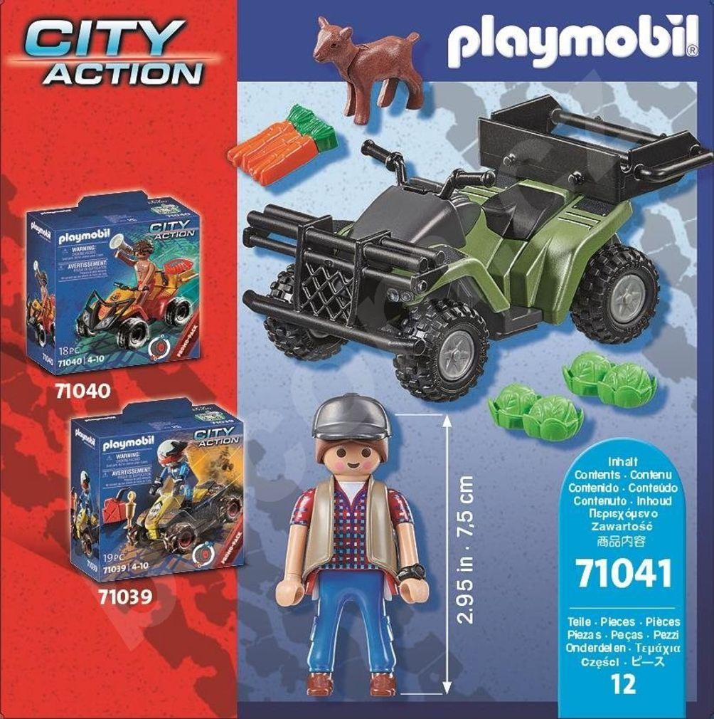 Quad rolniczy City Action - zestaw konstrukcyjny z koparką i figurkami  PLAYMOBIL