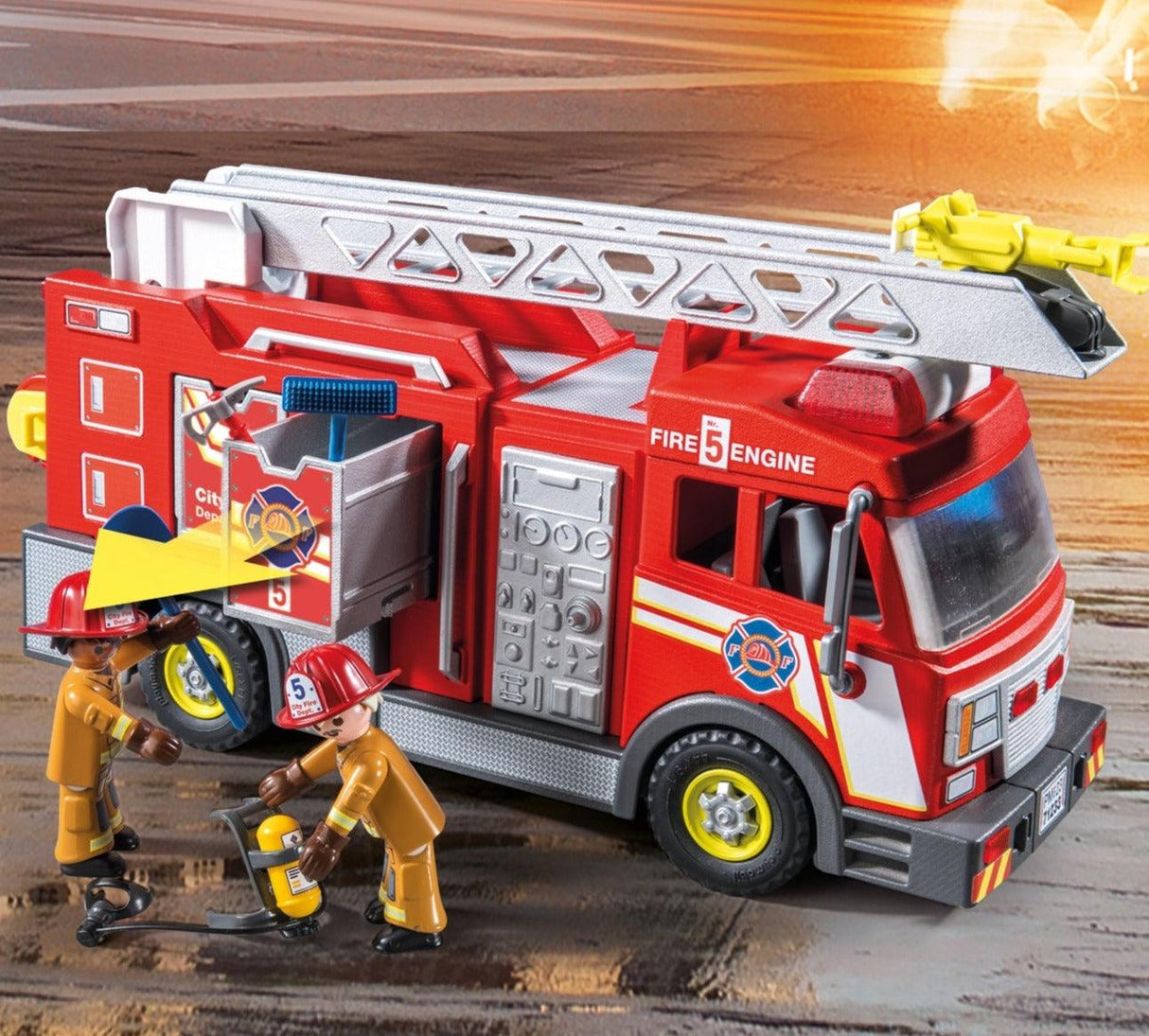 Playmobil: samochód strażacki ze światłem i dźwiękiem City Action - Noski Noski