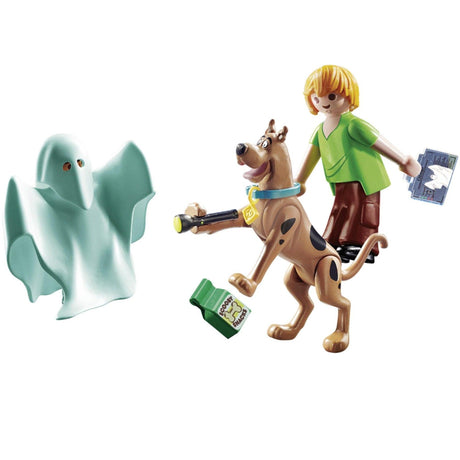 Zestaw Playmobil Scooby Doo i Kudłaty z Duchem, który przenosi dzieci w magiczny świat przygód i zagadek.