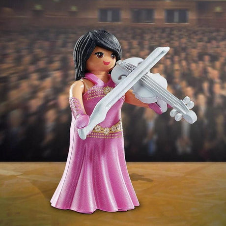 Figurka Playmobil Skrzypaczka z miniaturowymi skrzypcami i smyczkiem dla małych miłośników muzyki.