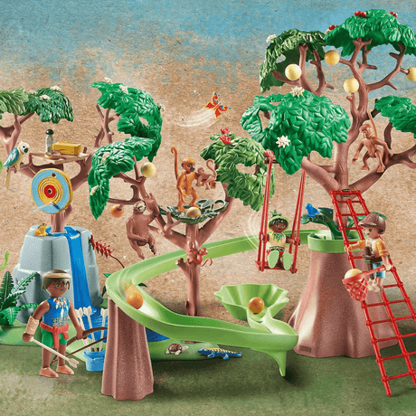 Plac zabaw Playmobil Wiltopia tropikalny - ekscytujące odkrywanie dżungli pełnej leśnych stworzeń dla dzieci.