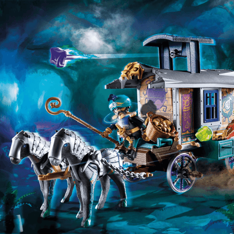 Pojazd konny Playmobil Novelmore powóz kupiecki Violet Vale, magiczny wóz maga z akcesoriami dla kreatywnej zabawy.