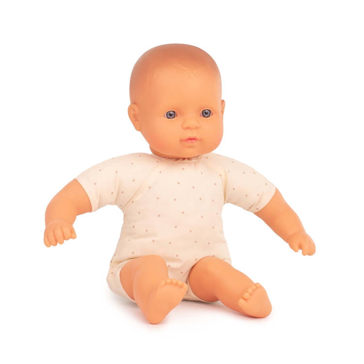 Miniland: muñeca Bobas con un relleno suave en europeo de 32 cm