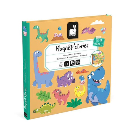 Puzzle magnetyczne dinozaury Janod Magneti'stories – kreatywna układanka dla dzieci, 31 magnetycznych elementów.