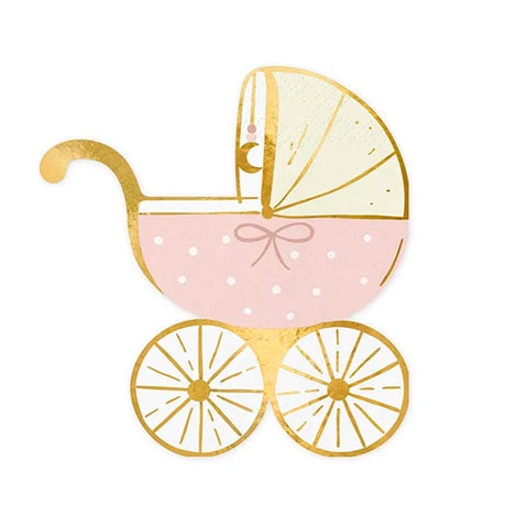 Serwetki na Baby Shower Partydeco różowy wózek 20 szt.