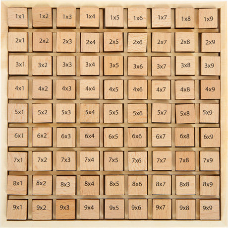 Drewniana tabliczka mnożenia Small Foot z certyfikowanego drewna FSC, idealna do nauki matematyki.