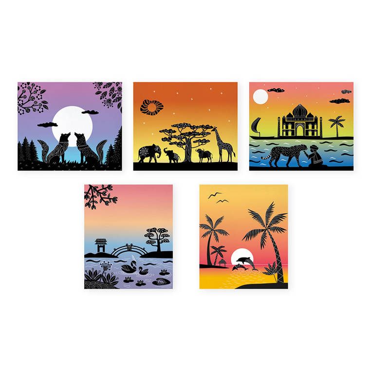 Janod: zestaw kreatywny malowanie z szablonami Akwarele Zachody Słońca