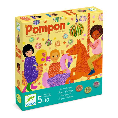 Gra dla dzieci Djeco Pompon: strategiczna zabawa na wirującej planszy, rozwijająca myślenie i cierpliwość.