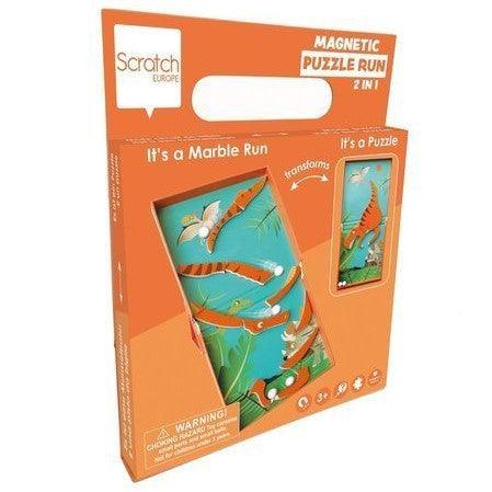 Układanka Magnetyczna Scratch Puzzle Run Tor dla Kulek Dinozaur T-REX - kreatywna zabawka 2 w 1 dla dzieci.