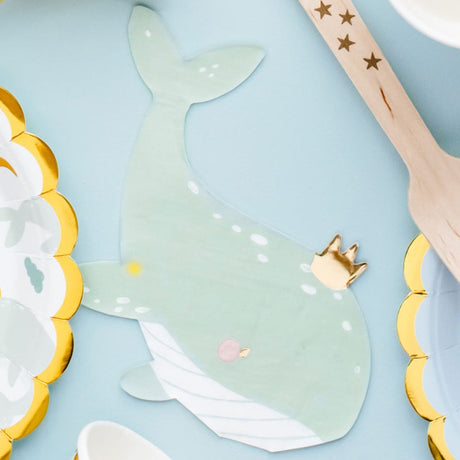 Serwetki papierowe urodzinowe dla dzieci Partydeco w kształcie wieloryba dla wyjątkowej imprezy malucha.