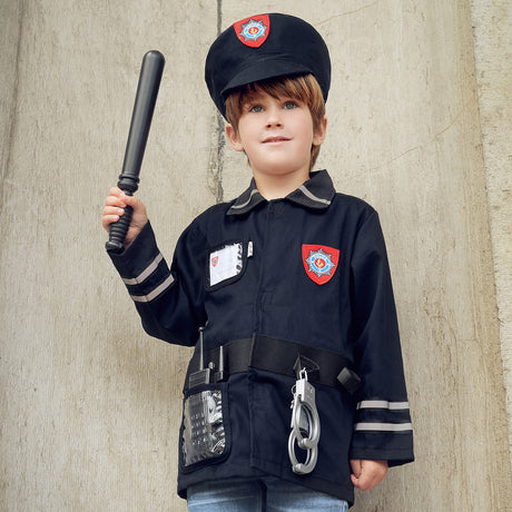 Strój policjanta dla dzieci Souza 4-7 lat, bawełniana bluza, czapka, realistyczne akcesoria, kreatywna zabawa.