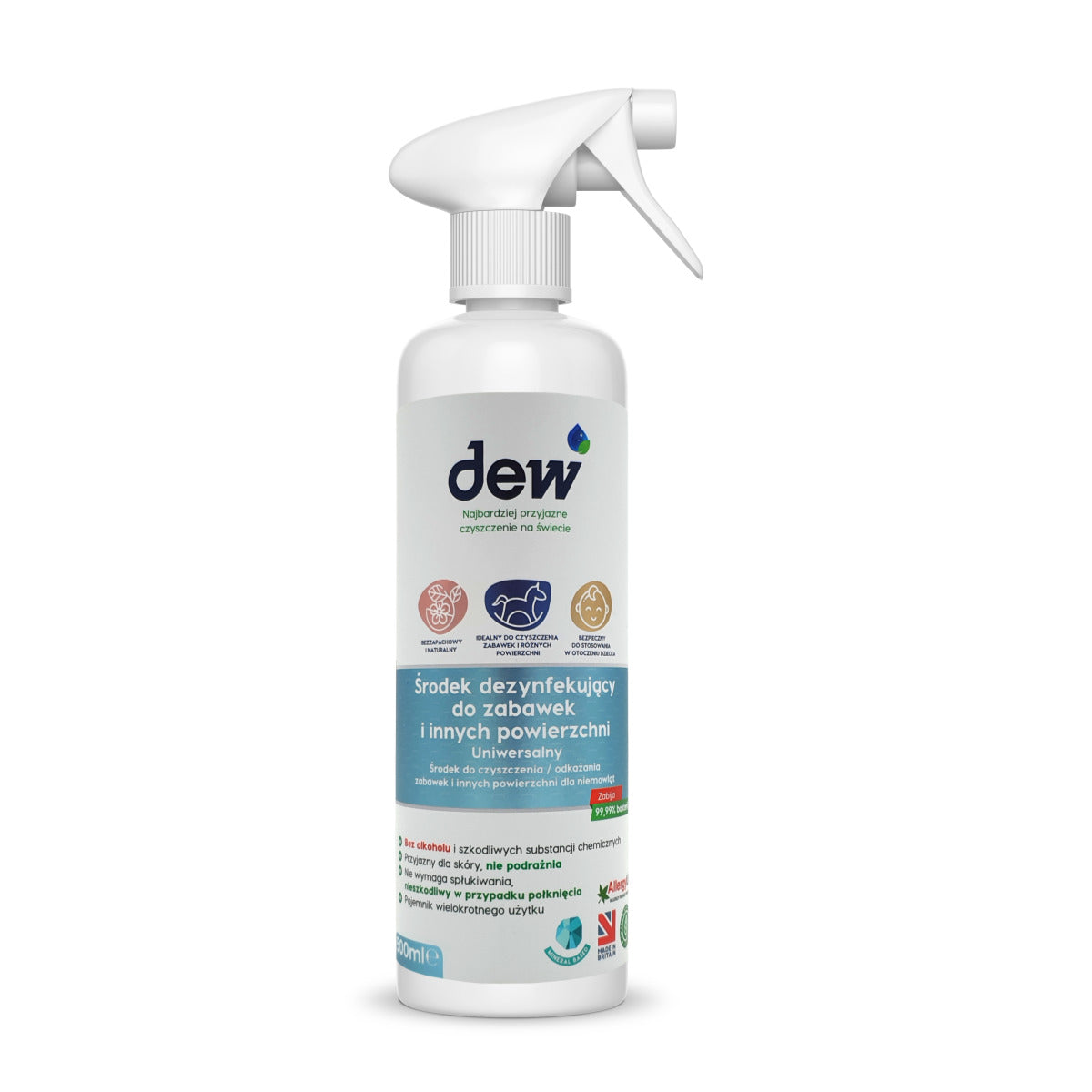 Dew: Mesure désinfectée pour les jouets et autres surfaces d'enfants 500 ml