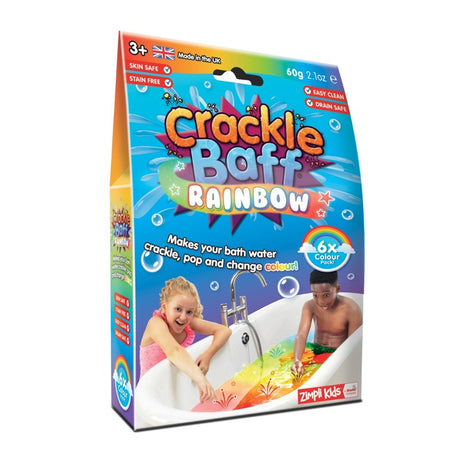 Puder do kąpieli Zimpli Kids Crackle Baff Colours - kolorowy, strzelający proszek do wody, rozwija zmysły i wyobraźnię dziecka.