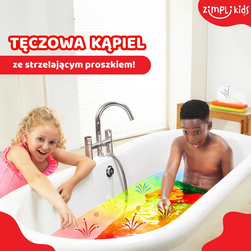 Zimpli Kids: strzelający proszek do kąpieli Crackle Baff Colours 6 użyć 3 kolory