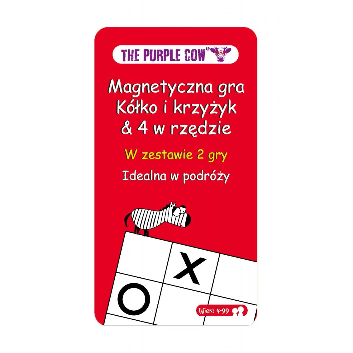 The Purple Cow: magnetyczna gra podróżna Kółko Krzyżyk i Cztery w Rzędzie - Noski Noski